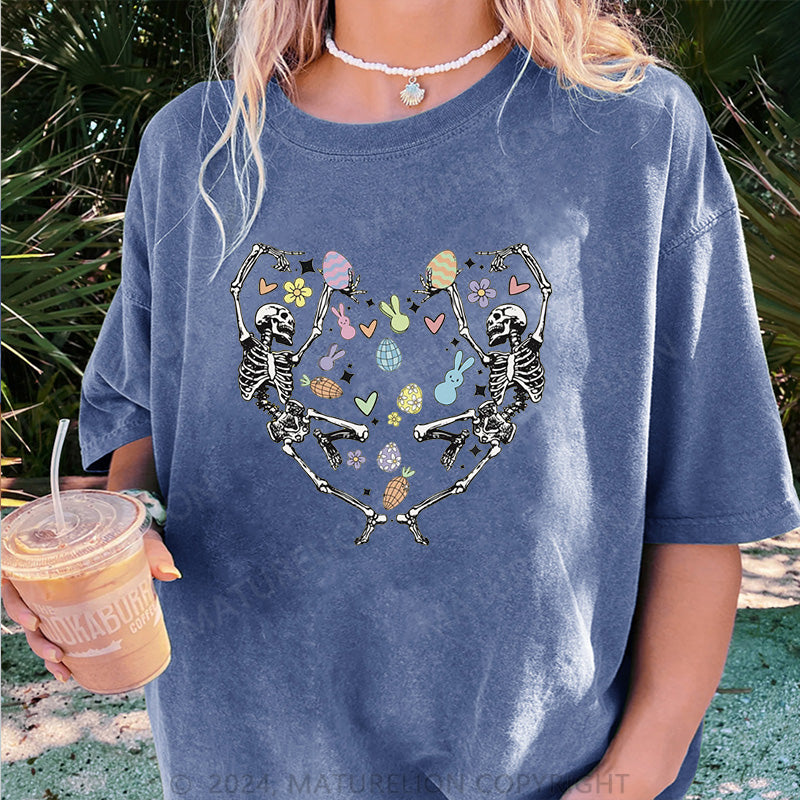 Maturelion Skelett tanzt und Frohe Ostern Damen Gewaschene Vintage T-Shirt
