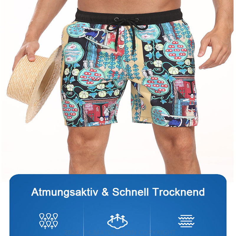 Maturelion Atmungsaktiv Fitnesshose Schnell Trocknende Strandhose Badehose