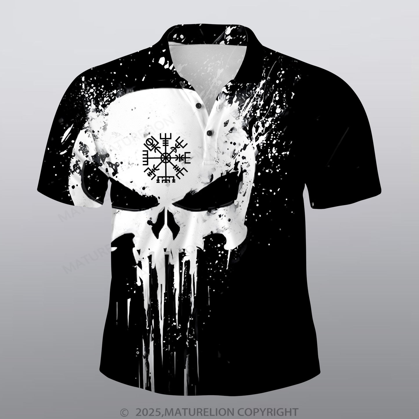 Maturelion Wikinger Männer Voll-Print Polo Shirt