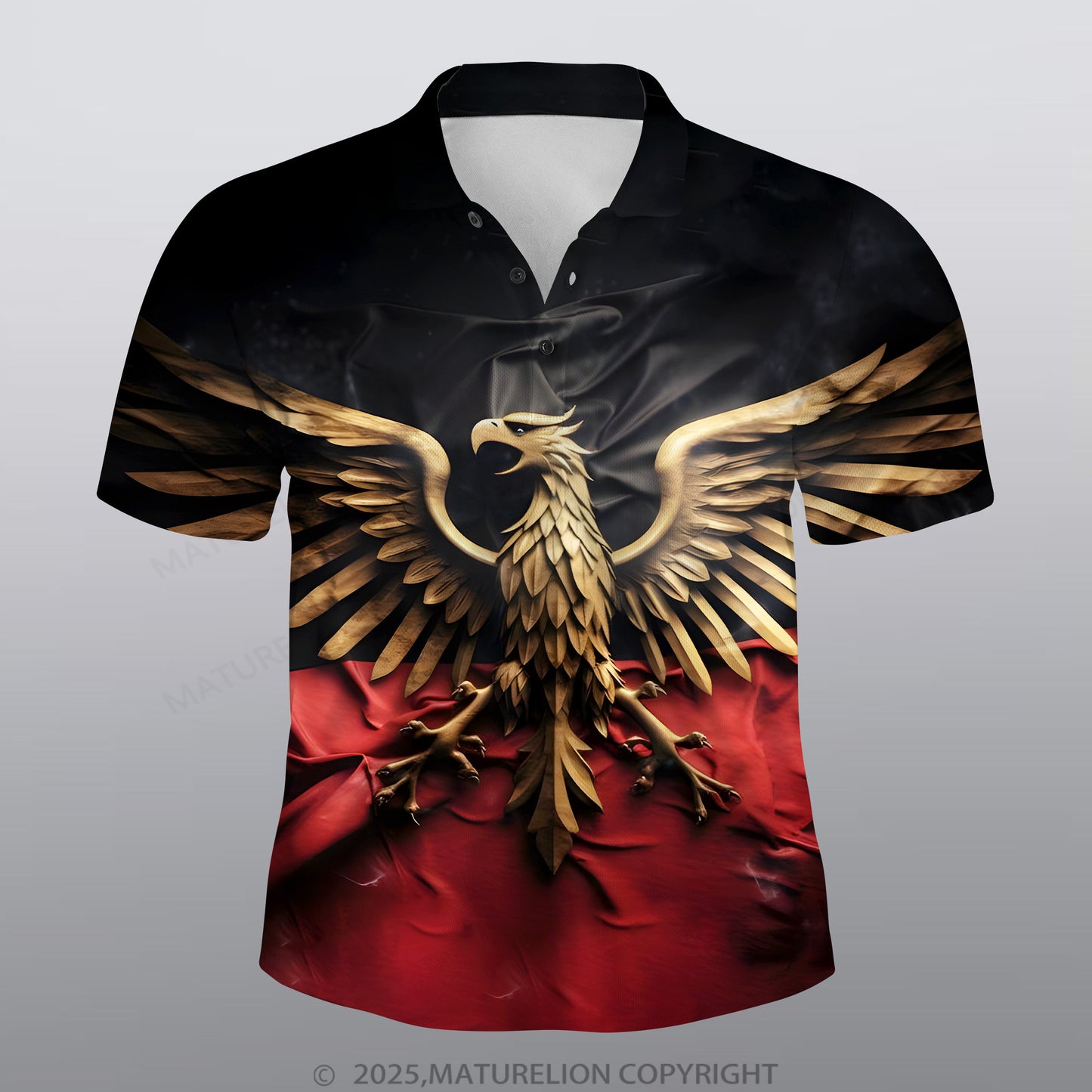 Maturelion Adler Männer Voll-Print Polo Shirt