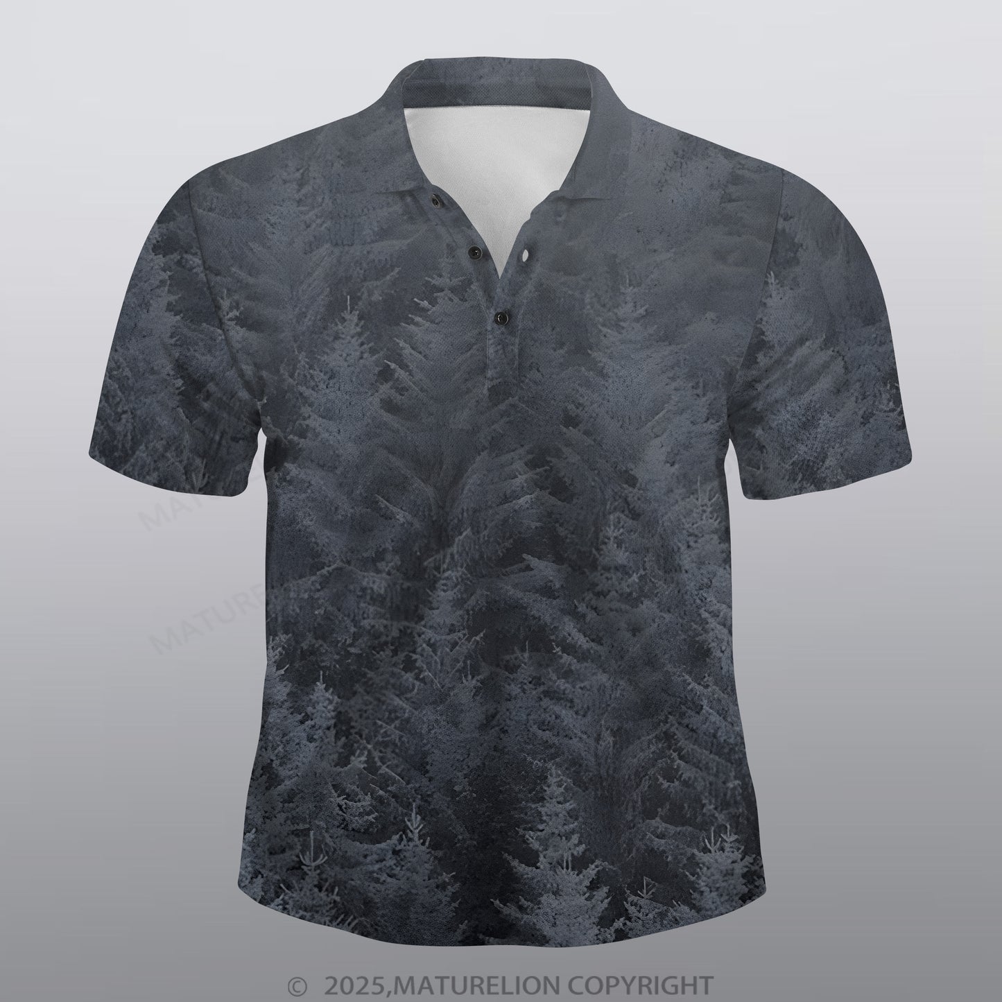 Maturelion Schwarzwald Männer Voll-Print Polo Shirt