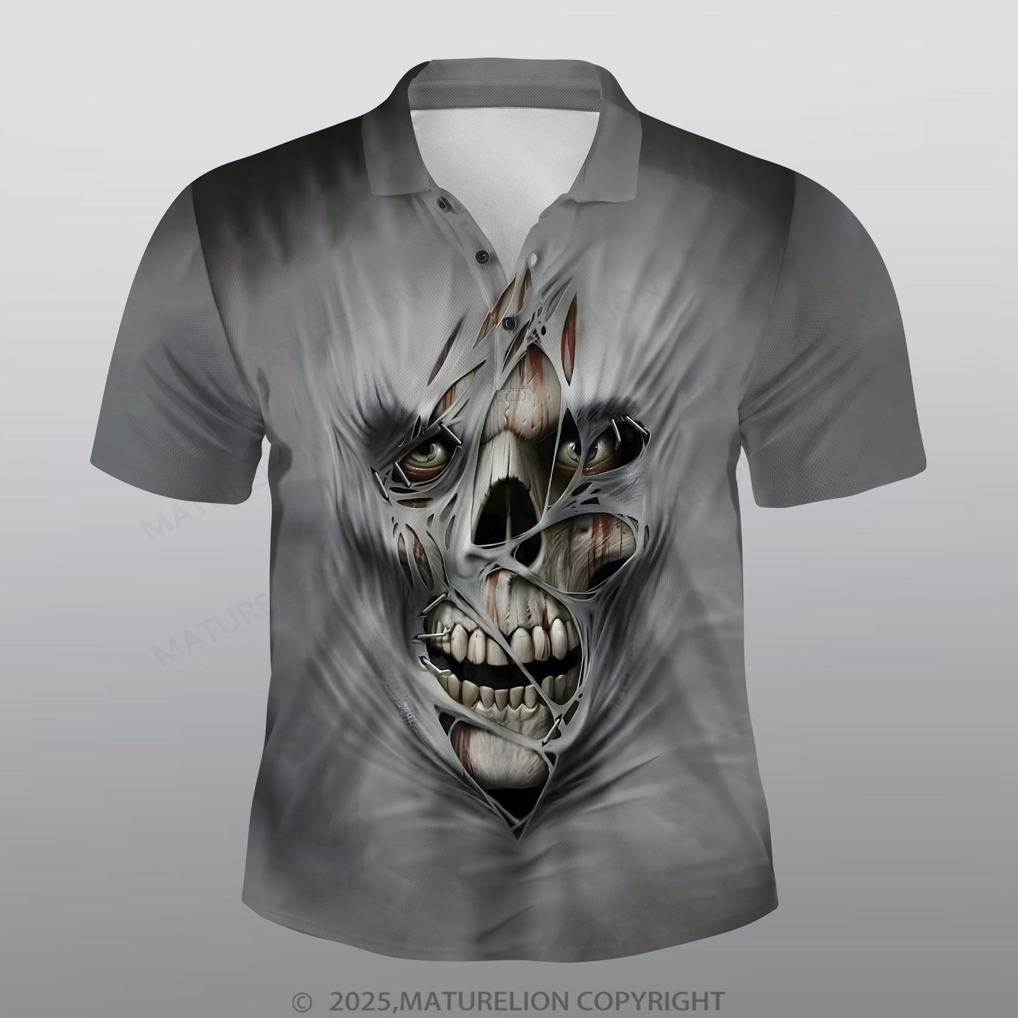 Maturelion Skeleton Männer Voll-Print Polo Shirt