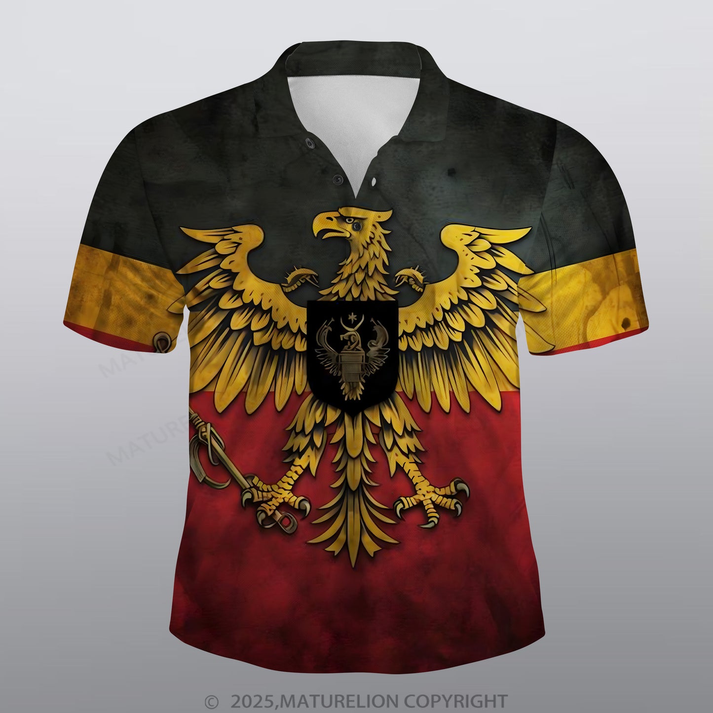 Maturelion Deutschland Männer Voll-Print Polo Shirt