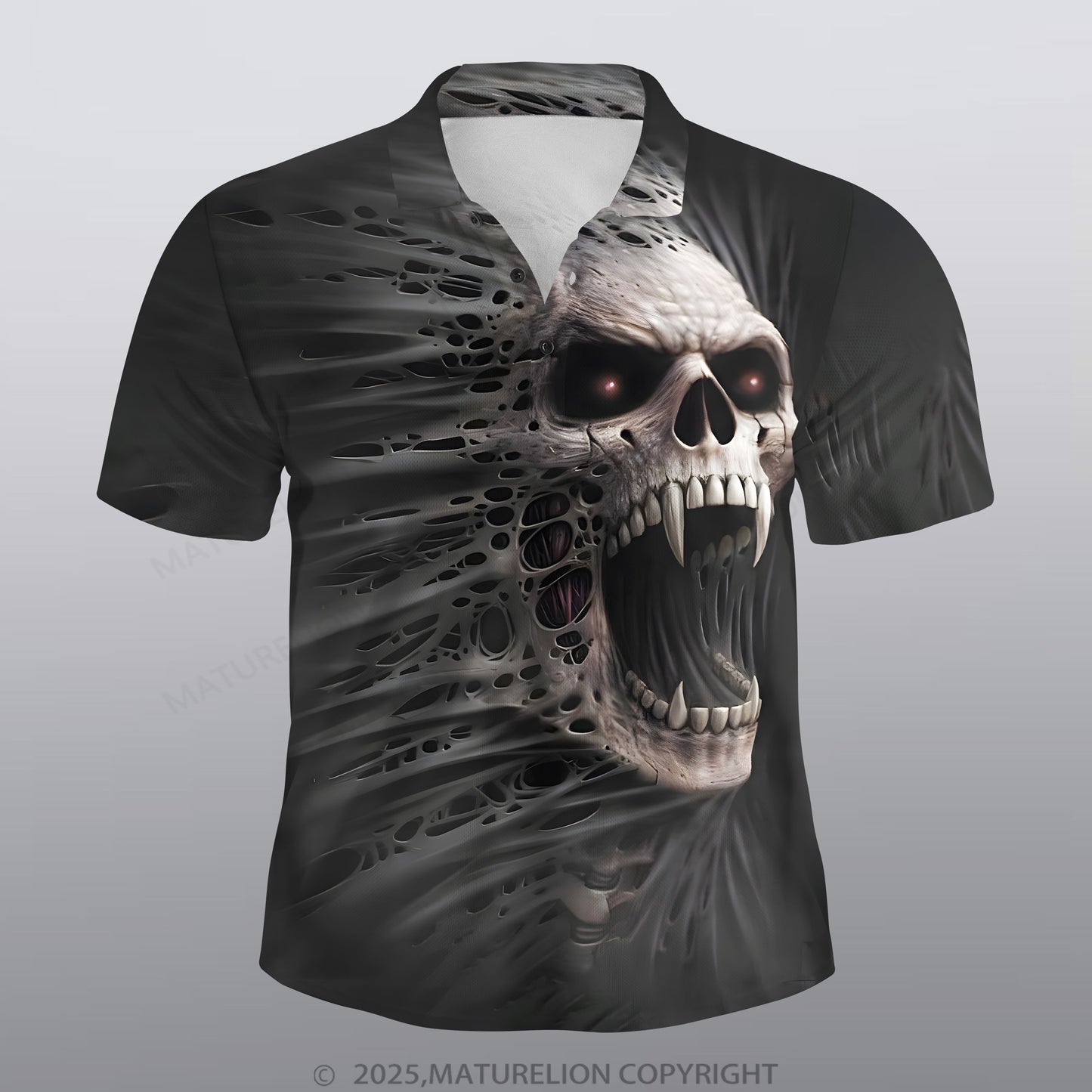 Maturelion Skeleton Männer Voll-Print Polo Shirt
