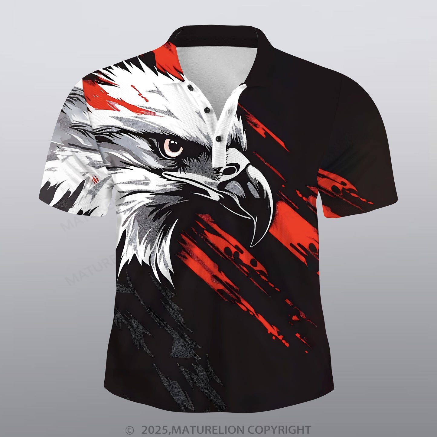 Maturelion Adler Männer Voll-Print Polo Shirt