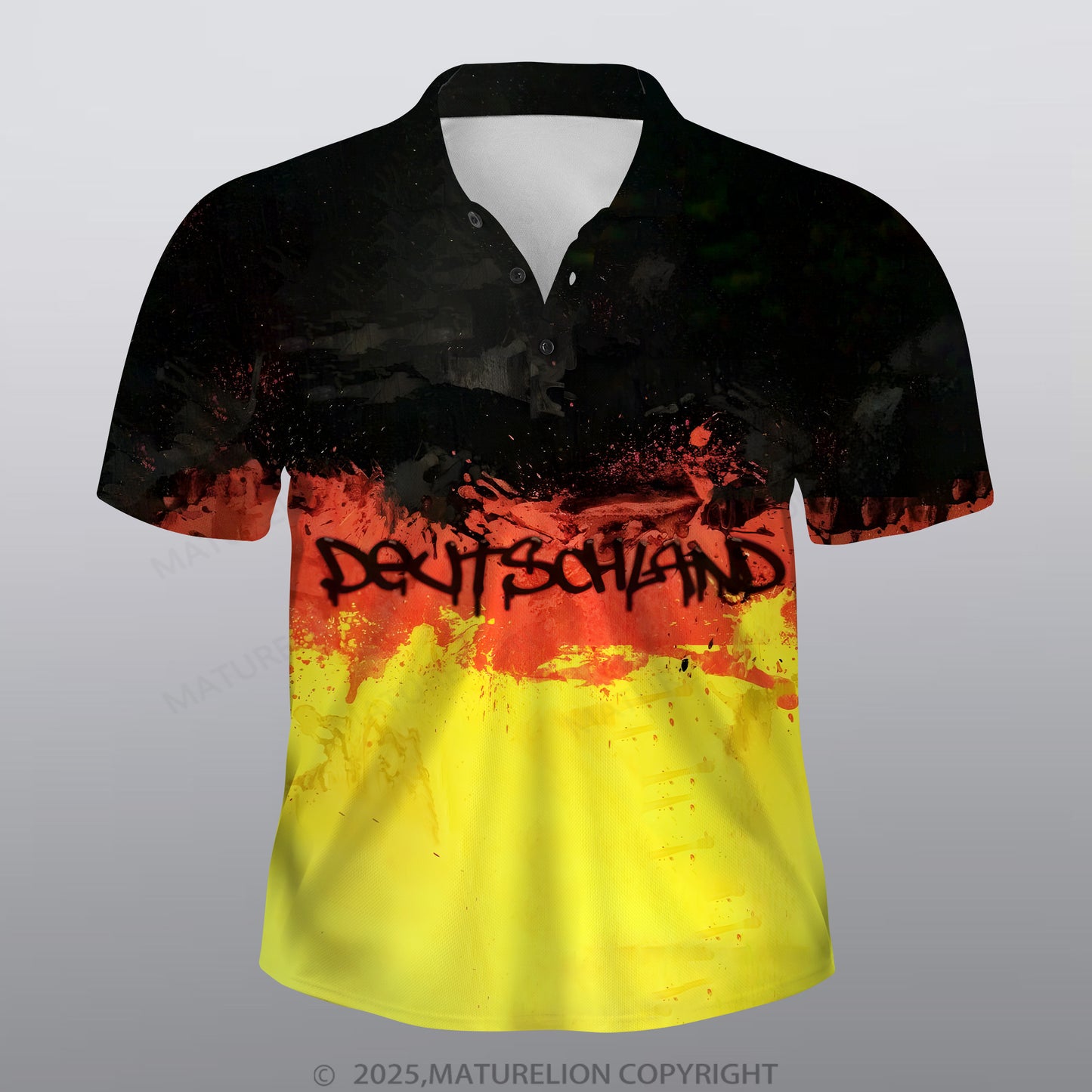 Maturelion Deutschland Männer Voll-Print Polo Shirt
