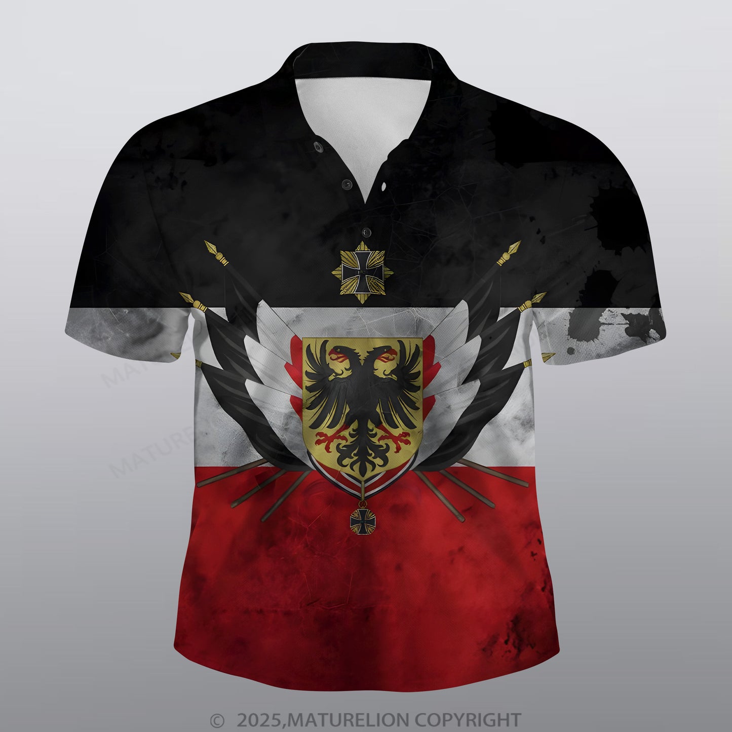 Maturelion Deutschland Männer Voll-Print Polo Shirt