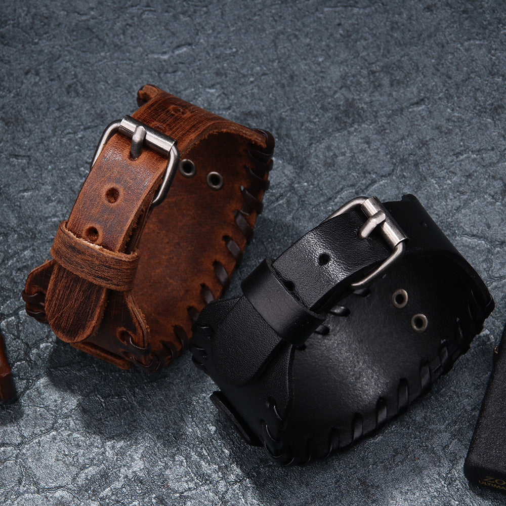 Breites Lederarmband Geflochtenes Armband aus Rindsleder beliebtes Armband