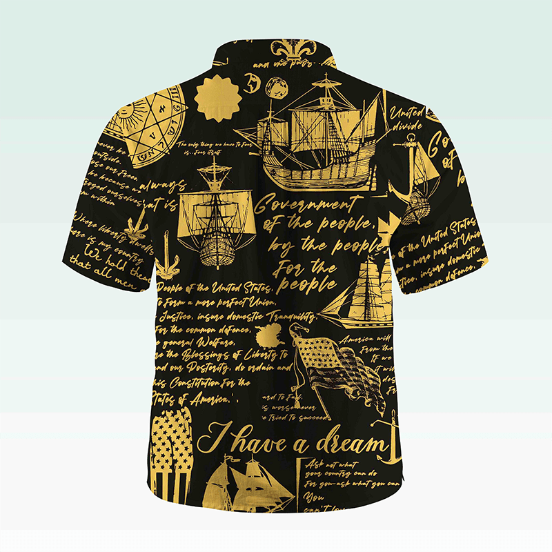 Maturelion Hawaiian Shirt Helloice Steampunk Kompass in Gold Hawaiian Shirt