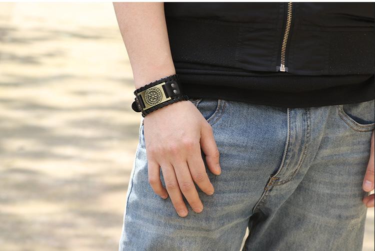 Breites Lederarmband Geflochtenes Armband aus Rindsleder beliebtes Armband