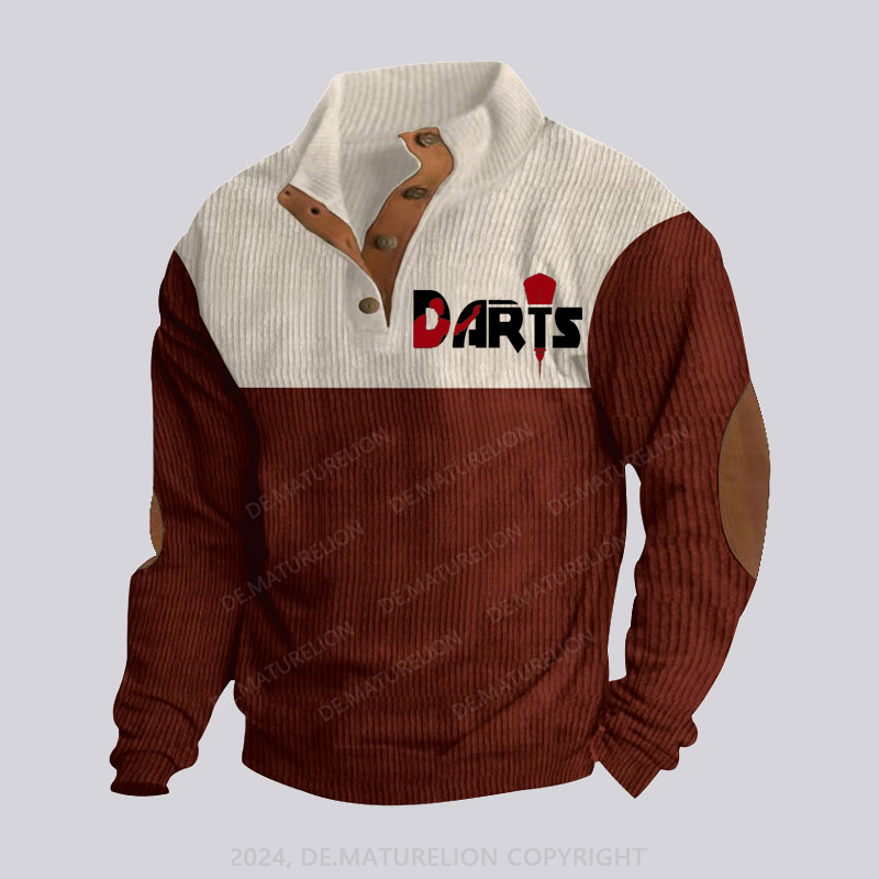 Maturelion Darts Sport Stehkragen Knopf Polo Shirt