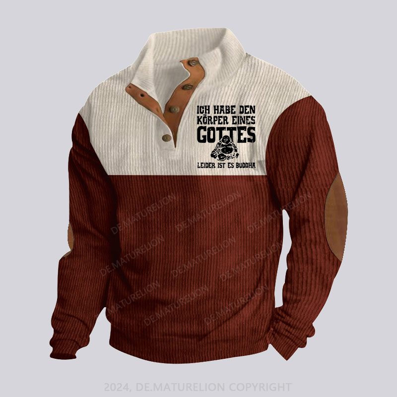 Maturelion Ich Habe Den Körper Eines Gottes Leider Ist Es Buddha Stehkragen Knopf Polo Shirt