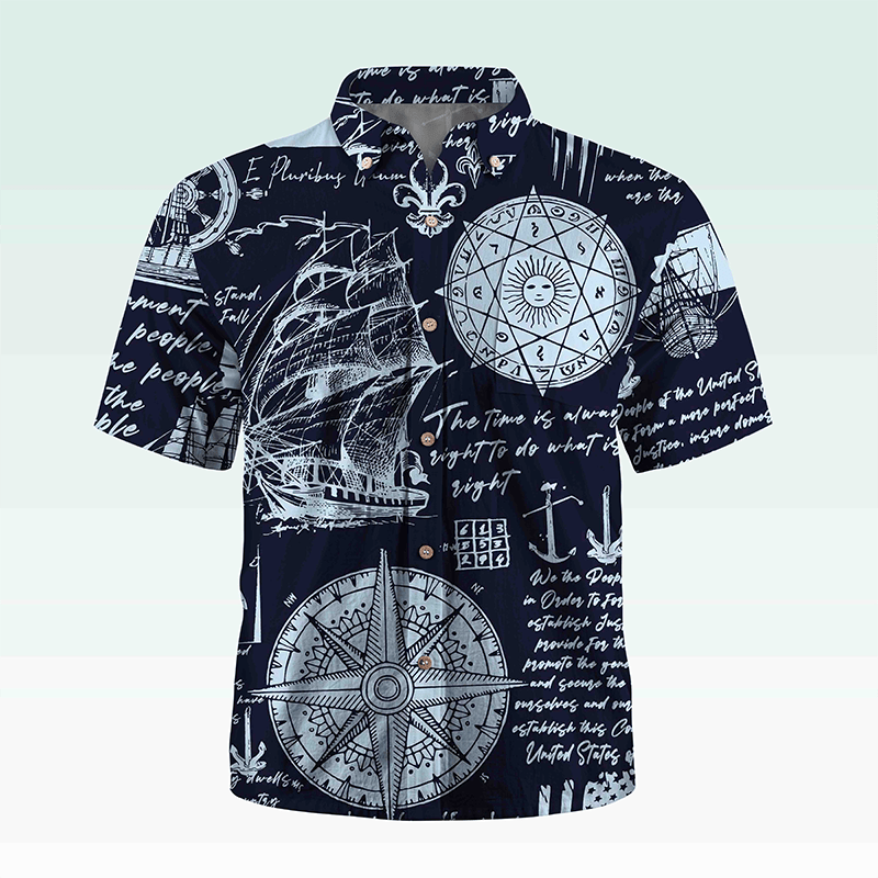 Maturelion Hawaiian Shirt Helloice Steampunk Kompass in Gold Hawaiian Shirt