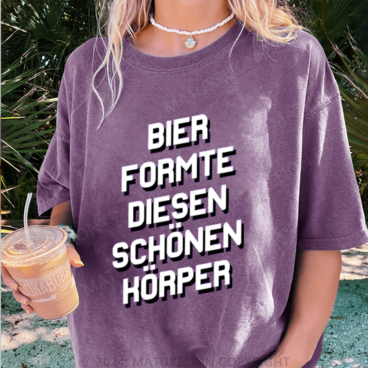 Maturelion Bier Formte Diesen Schönen Körper Damen Gewaschene Vintage T-Shirt