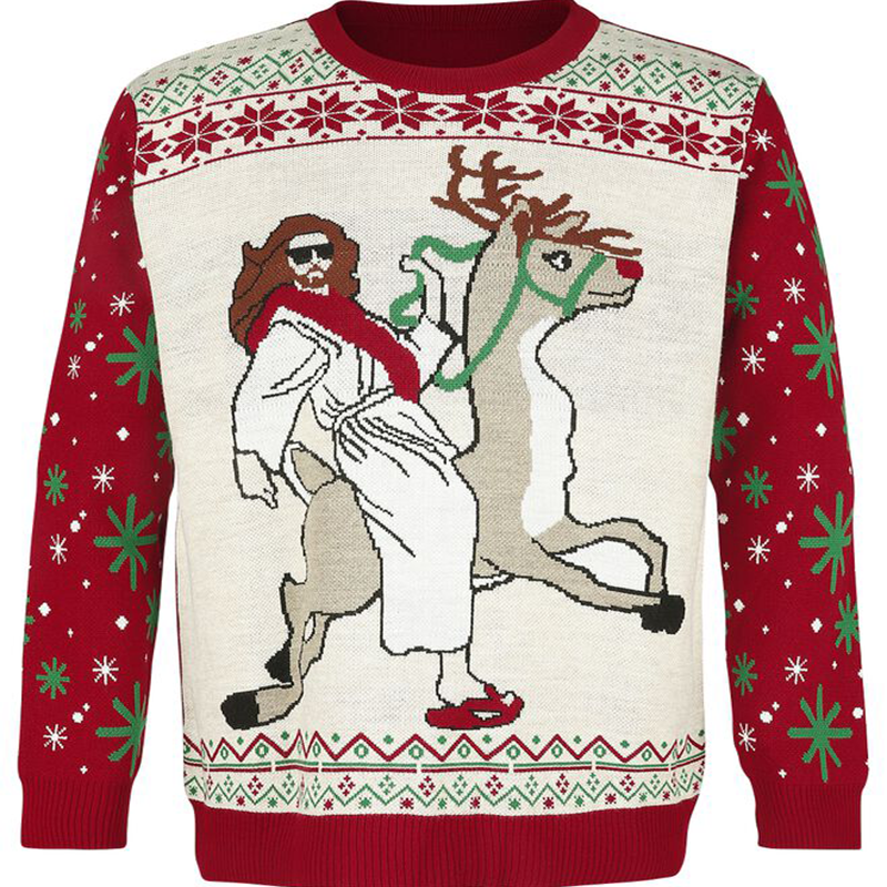 Jesus Reitet Ein Rentier Hässliche Weihnachtspullover Funny Xmas Ugly Christmas Sweater