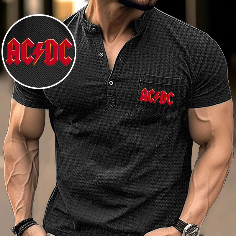 ACDC Rock Band Henley Shirt