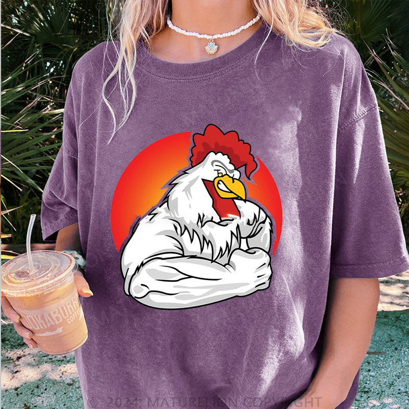 Maturelion Gym Damen Gewaschene Vintage T-Shirt