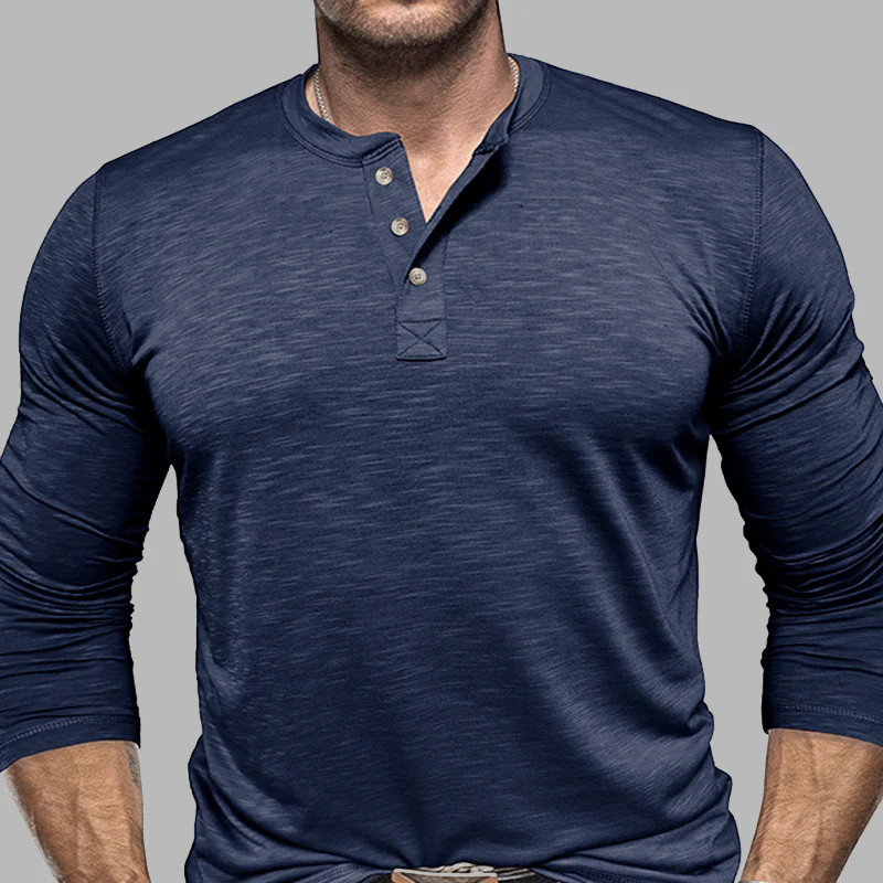 Klassisches langärmliges im Essential Stil Henley Shirt