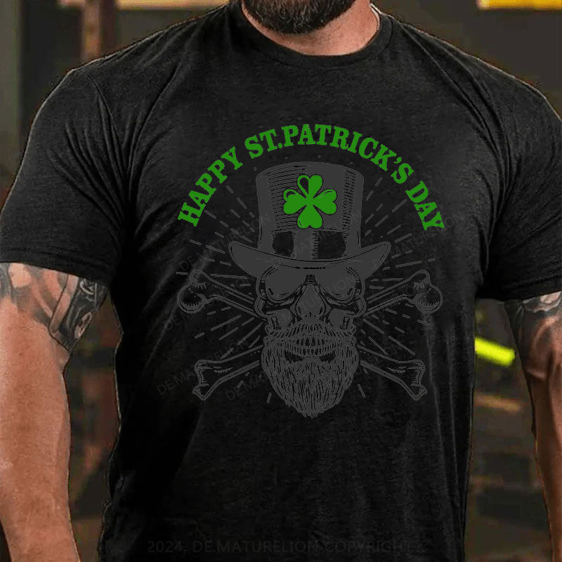 St. Patricks Tag Kleeblatt Skeleton T-Shirt