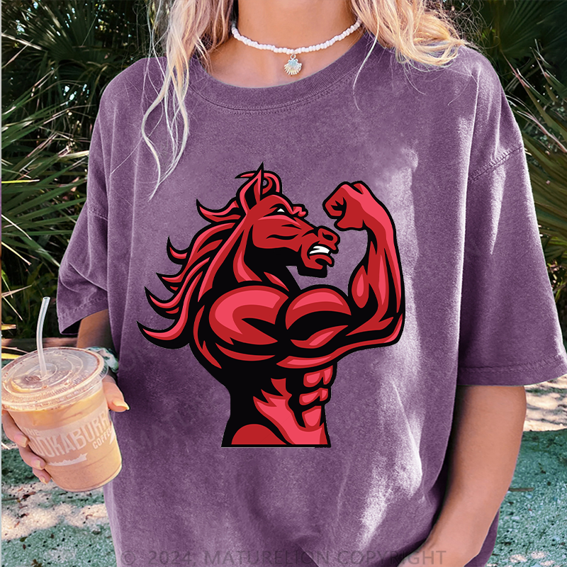 Maturelion Gym Damen Gewaschene Vintage T-Shirt