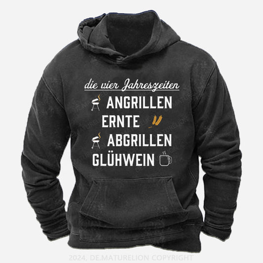 Die vier Jahreszeiten Angrillen Ernte Abgrillen Glühwein Hoodie