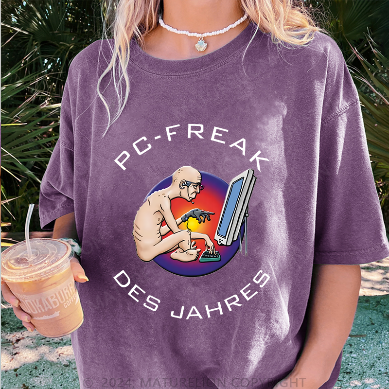 Maturelion PC-FREAK Damen Gewaschene Vintage T-Shirt