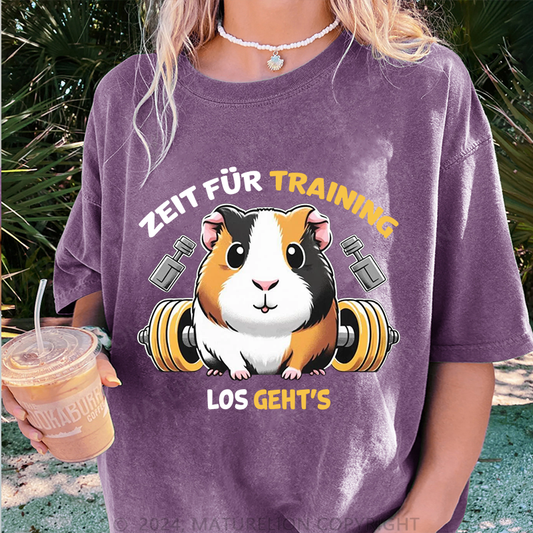 Maturelion Zeit für Training Damen Gewaschene Vintage T-Shirt