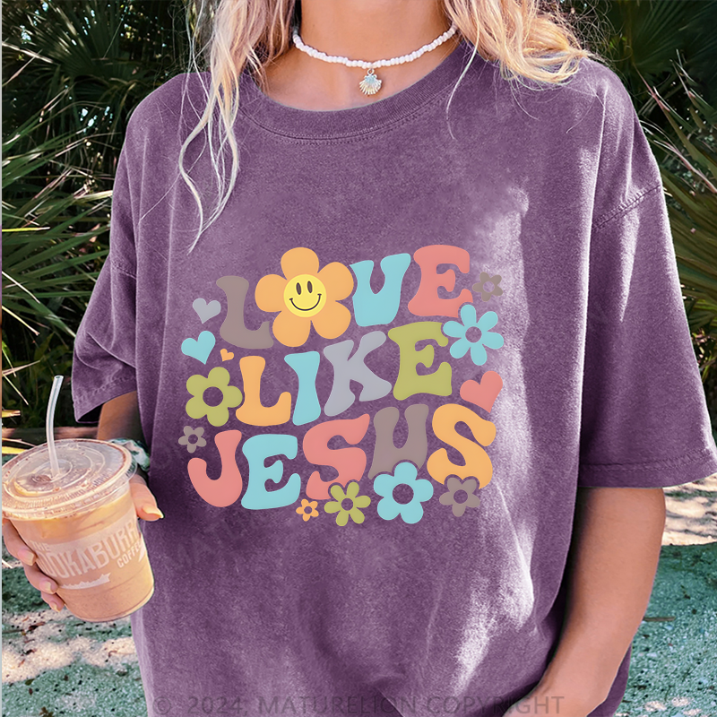Maturelion Liebe Wie Jesus Damen Gewaschene Vintage T-Shirt