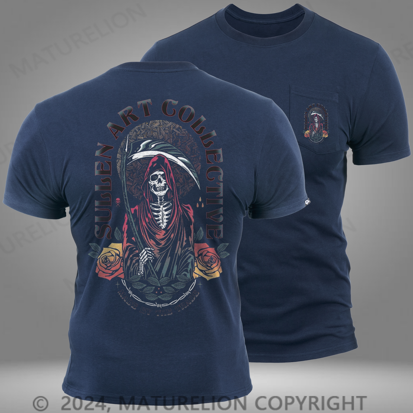 Maturelion Torwächter Tag der Toten Reaper Tattoo Tasche T-Shirt