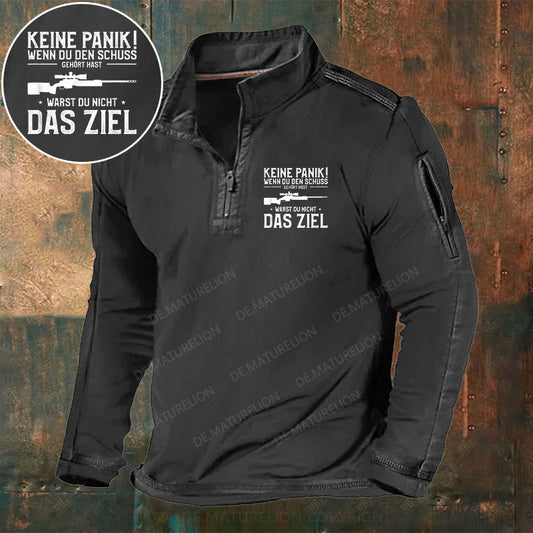 Keine Panik! Wenn Du den Schuss nicht gehört hast für Jäger Stehkragen Reißverschluss Polo Shirt