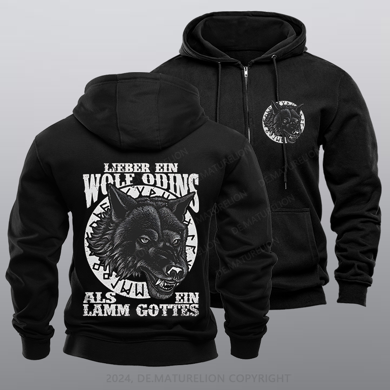 Maturelion Wolf Odins Reißverschluss Hoodie