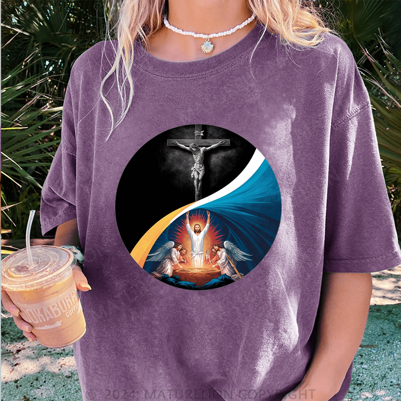 Maturelion Christus Damen Gewaschene Vintage T-Shirt