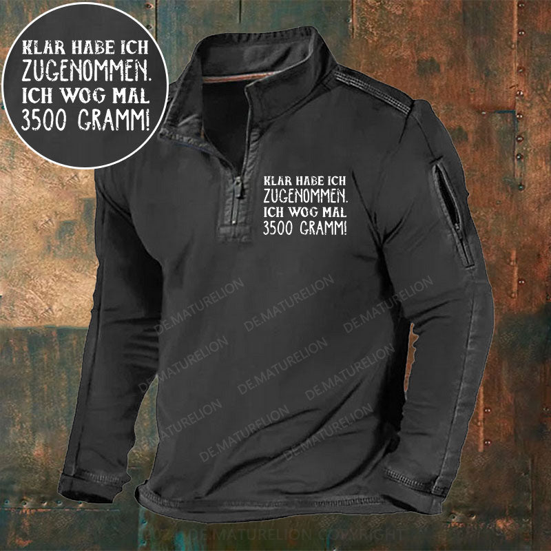 Klar habe ich zugenommen ich wog mal 3500 Gramm Stehkragen Reißverschluss Polo Shirt