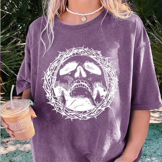 Maturelion Christus Damen Gewaschene Vintage T-Shirt