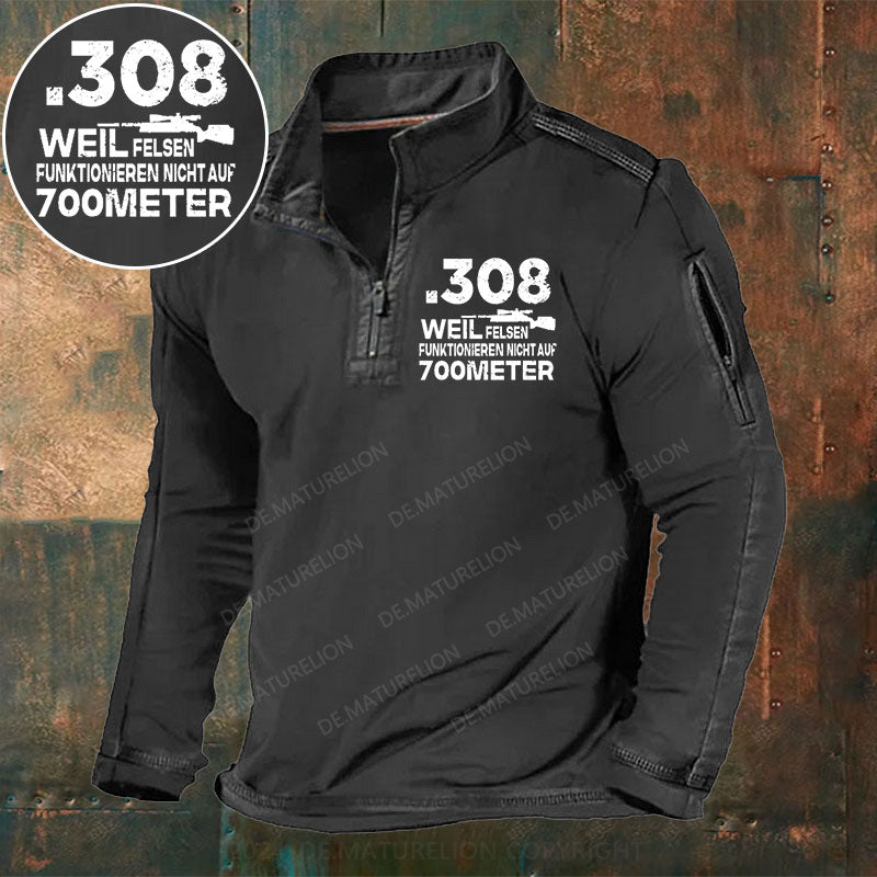 .308 Weil Felsen Funktionieren Nicht Auf 700 Meter Stehkragen Reißverschluss Polo Shirt