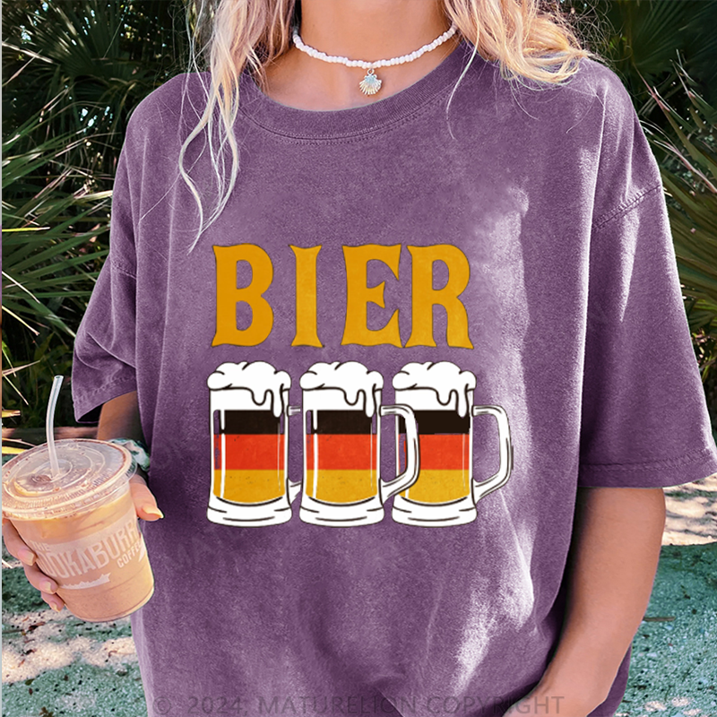 Maturelion Bier Damen Gewaschene Vintage T-Shirt