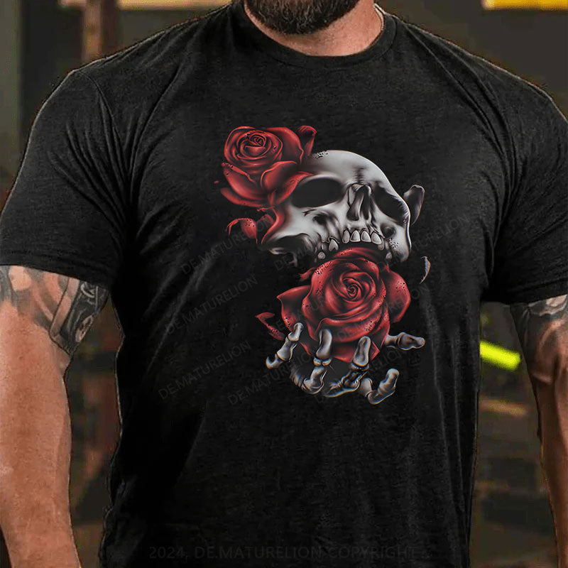 Skeleton Blumen Weihnachten T-Shirt