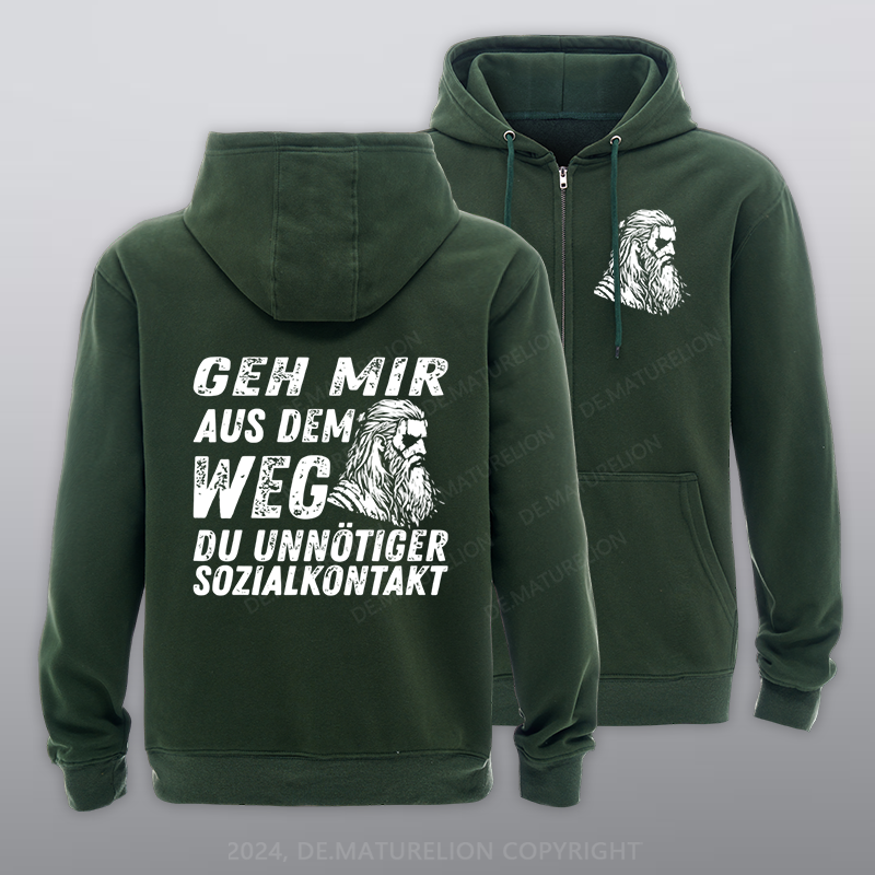 Maturelion Geh mir aus dem Weg du unnötiger Sozialkontakt Reißverschluss Hoodie