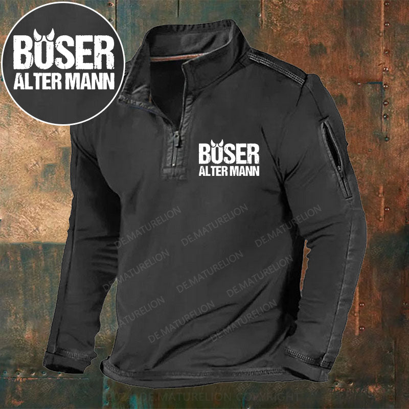 Böser Alter Mann Stehkragen Reißverschluss Polo Shirt