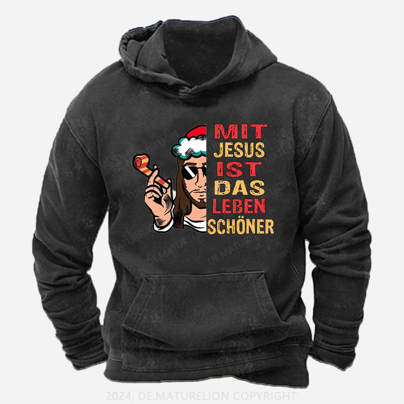 Mit Jesus Ist Das Leben Schöner Weihnachten Hoodie