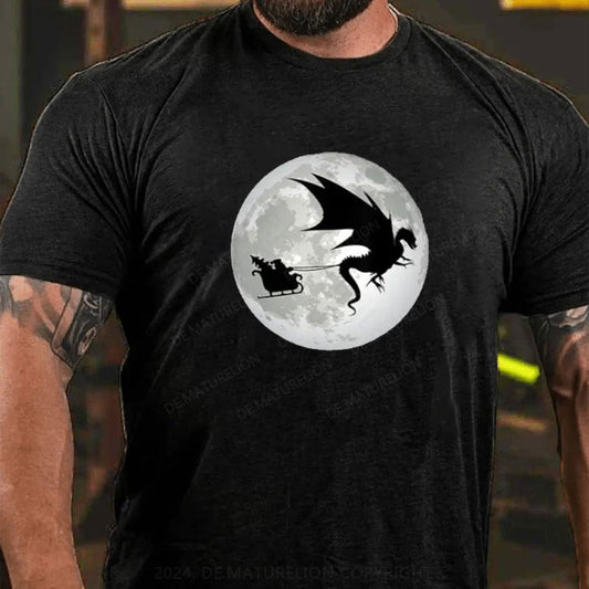 Weihnachten Weihnachtsmann Mond Schatten T-Shirt