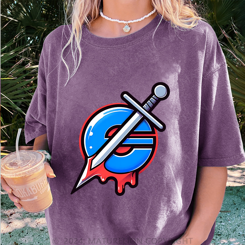 Maturelion IE Damen Gewaschene Vintage T-Shirt