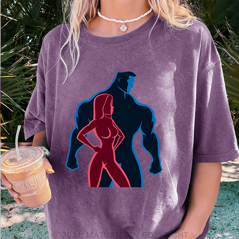 Maturelion Gym Damen Gewaschene Vintage T-Shirt