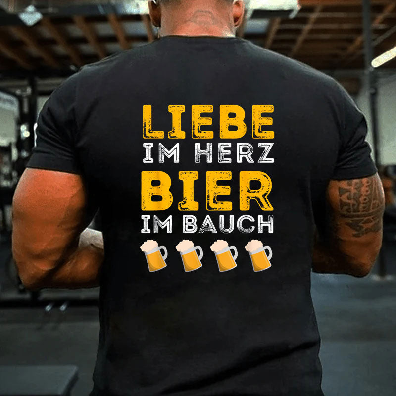 Bier im Bauch für Bierliebhaber Bierbauch Biertrinker T-Shirt