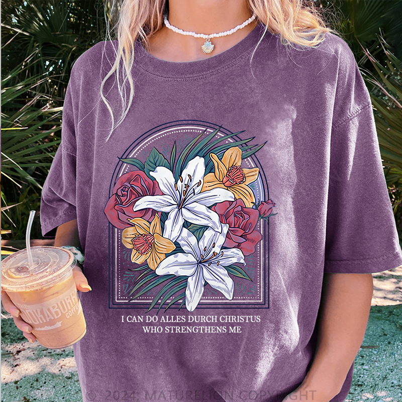 Maturelion Alles Durch Christus Damen Gewaschene Vintage T-Shirt