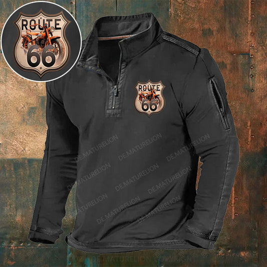 Route 66 Stehkragen Reißverschluss Polo Shirt