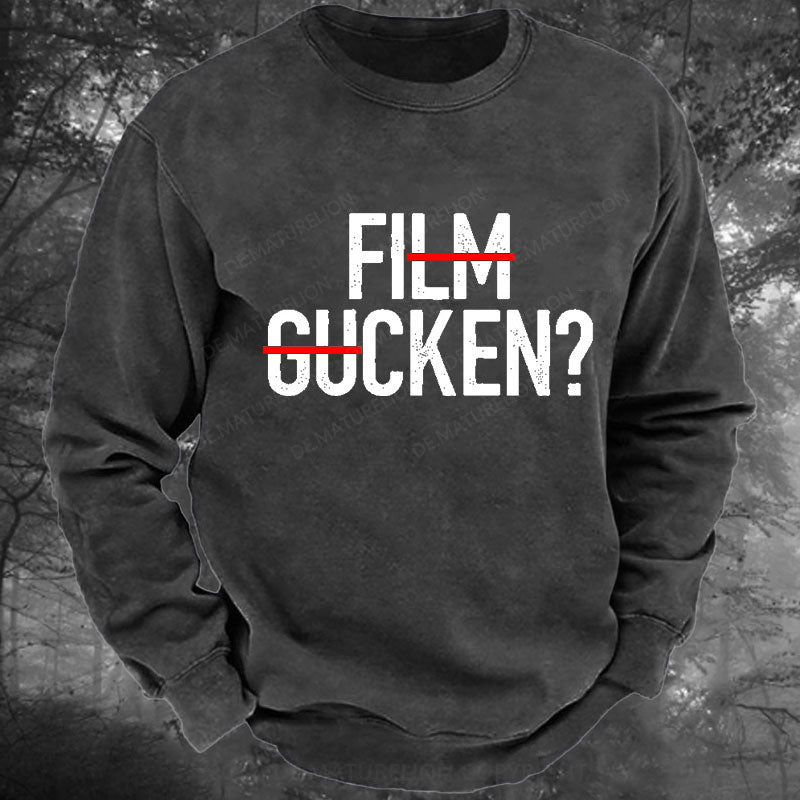 Film Gucken Ficken! Gewaschenes Sweatshirt