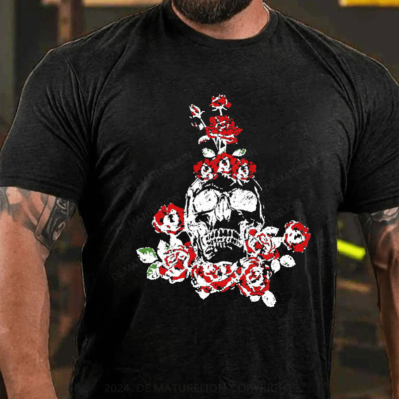 Skeleton Blumen Weihnachten T-Shirt