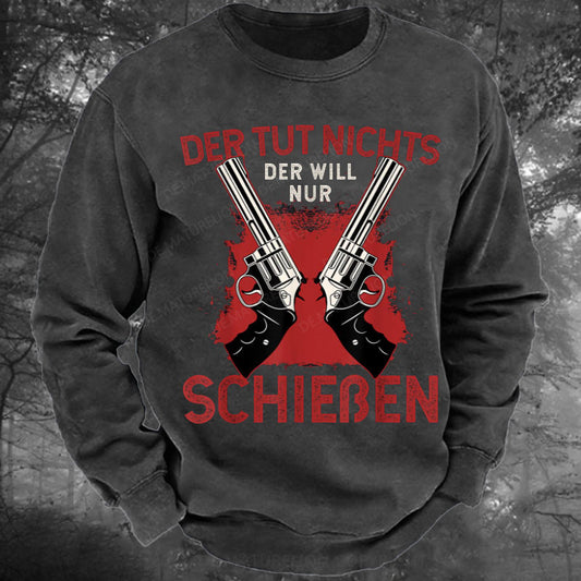 Schützenfest Schießen Schießsport Waffe Sportschütze Gewaschenes Sweatshirt