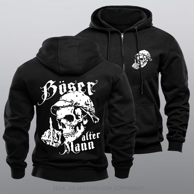 Maturelion Böser Alter Mann Reißverschluss Hoodie